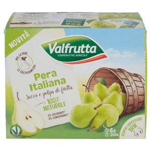 PEAR PEACH JUICE AND PULP 100% ITALIAN VALFRUTTA 6 X 200 ML
