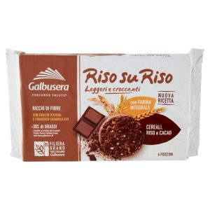 Riso su riso Biscuits with WHOLEMEAL FLOUR, CEREALS, RICE AND COCOA GALBUSERA 220Gr