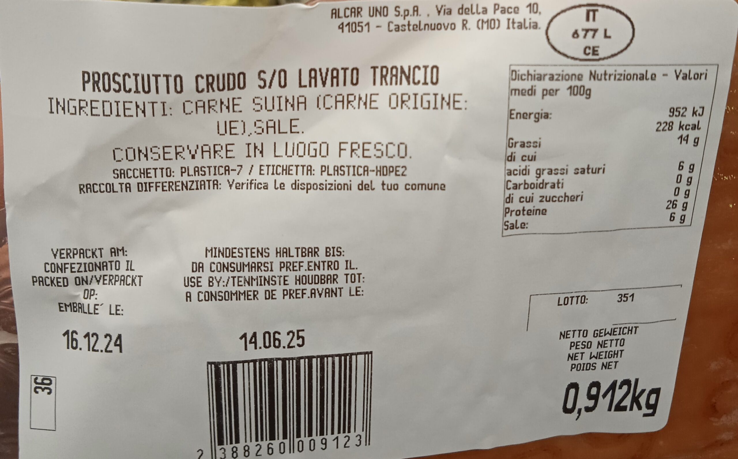 Prosciutto crudo stagionato a tranci 1.25kg c.a. - immagine 2