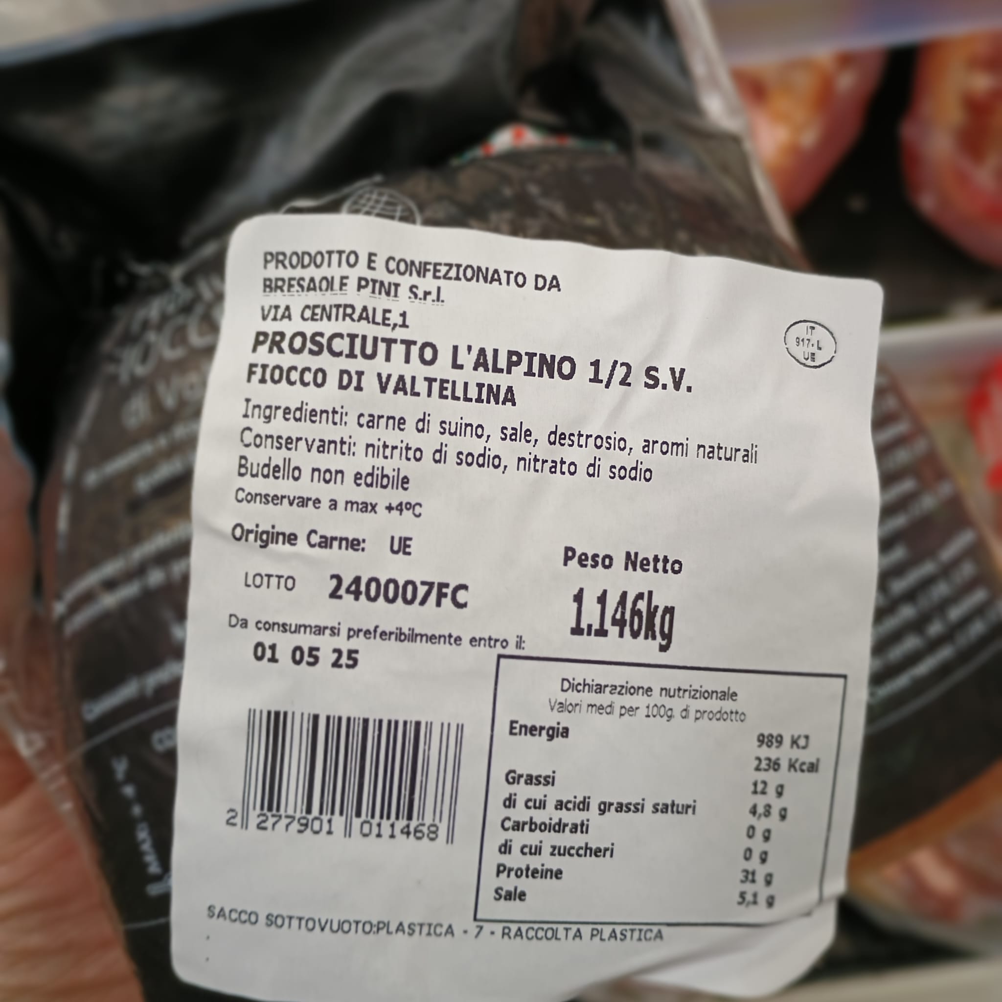 CURED HAM BONELESS FIOCCO DI PROSCIUTTO CRUDO PINI 1.5Kg c.a. - Image 2